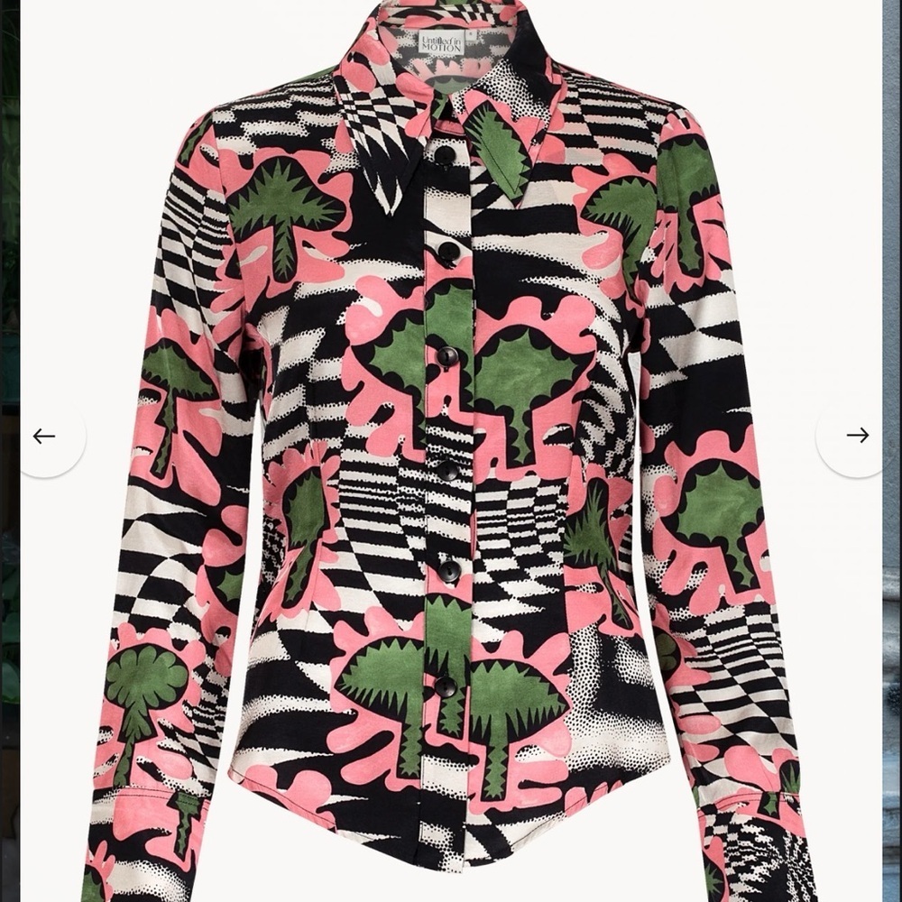 Untitled in Motion Women's Pink and Green Patterned Blouse